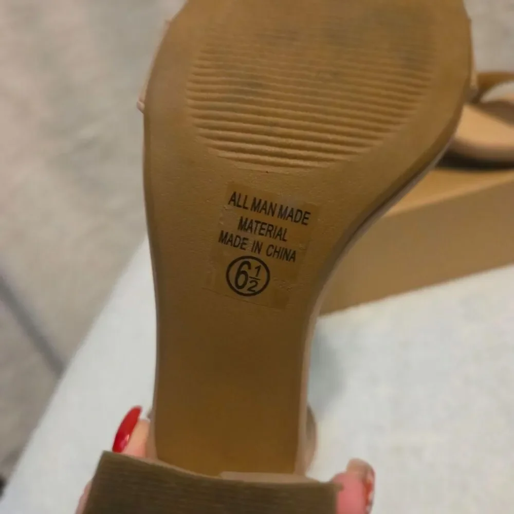 Soda - Women's Tan Sandals/High heels with ankle strap